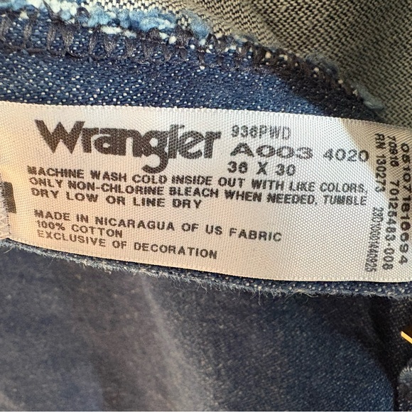 Vintage Wrangler Jeans Mens 36x30 Blue Denim Workwear Western 1990s Y2K - Picture 6 of 9